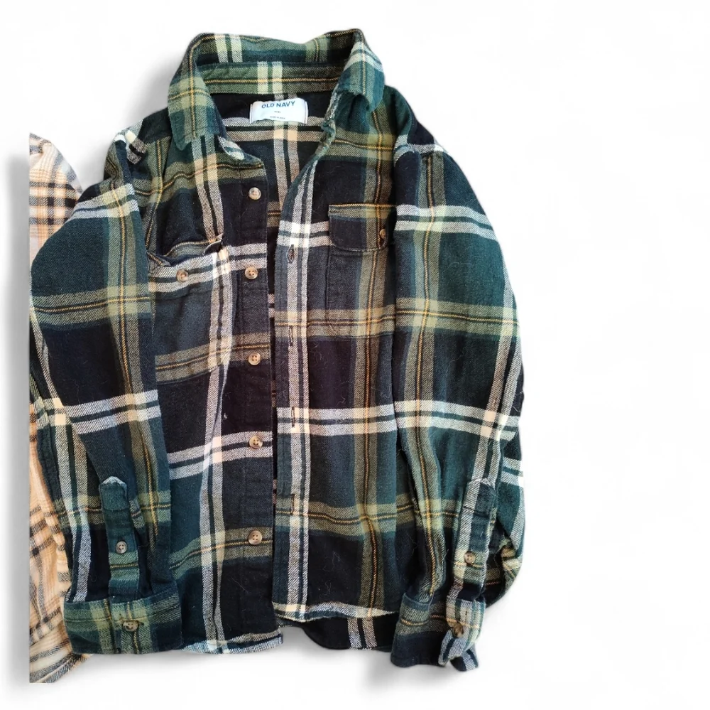 Old Navy Boys Size 8 Medium Shirt Bundle Plaid Flannel Button‎ Ups Henley